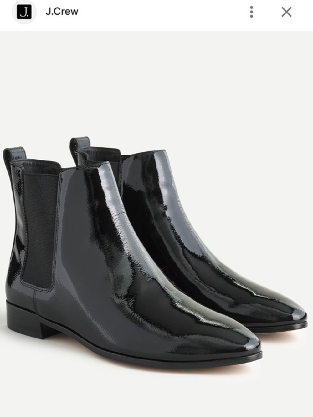 J. Crew Black Patent Leather Pointed Toe Chelsea Boots Womens Size 9.5